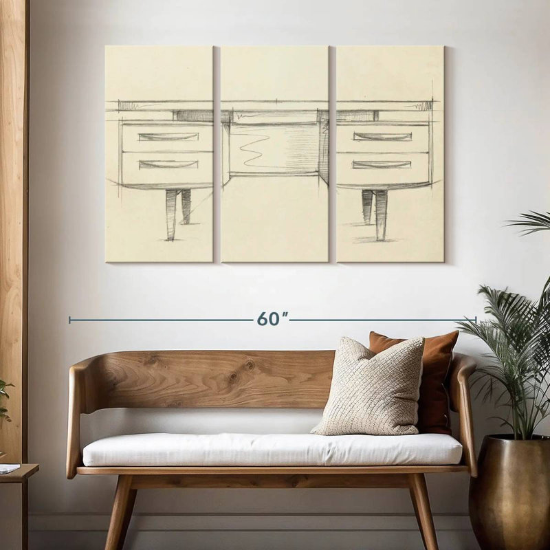 Kerner Mid Century Furniture Design IV, H 32 po x l 50 po