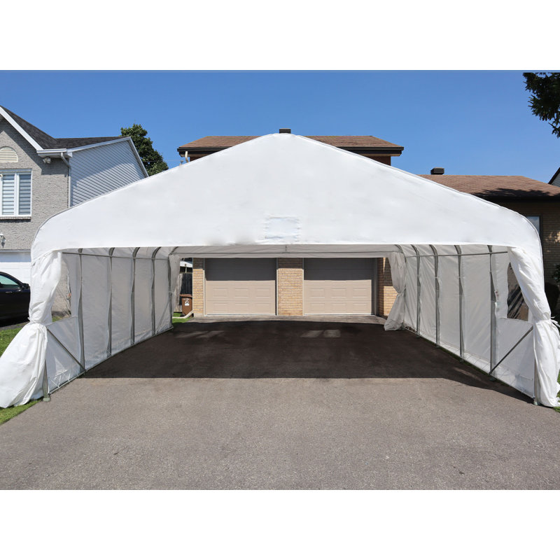 Deluxe Double Car Shelter 20 Ft. X 20 Ft. White