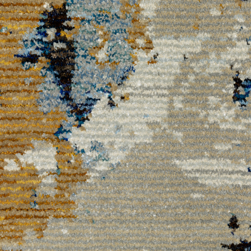 Tapis bleu abstrait Ronny, Tapis de couloir 2 pi 3 po x 8 pi