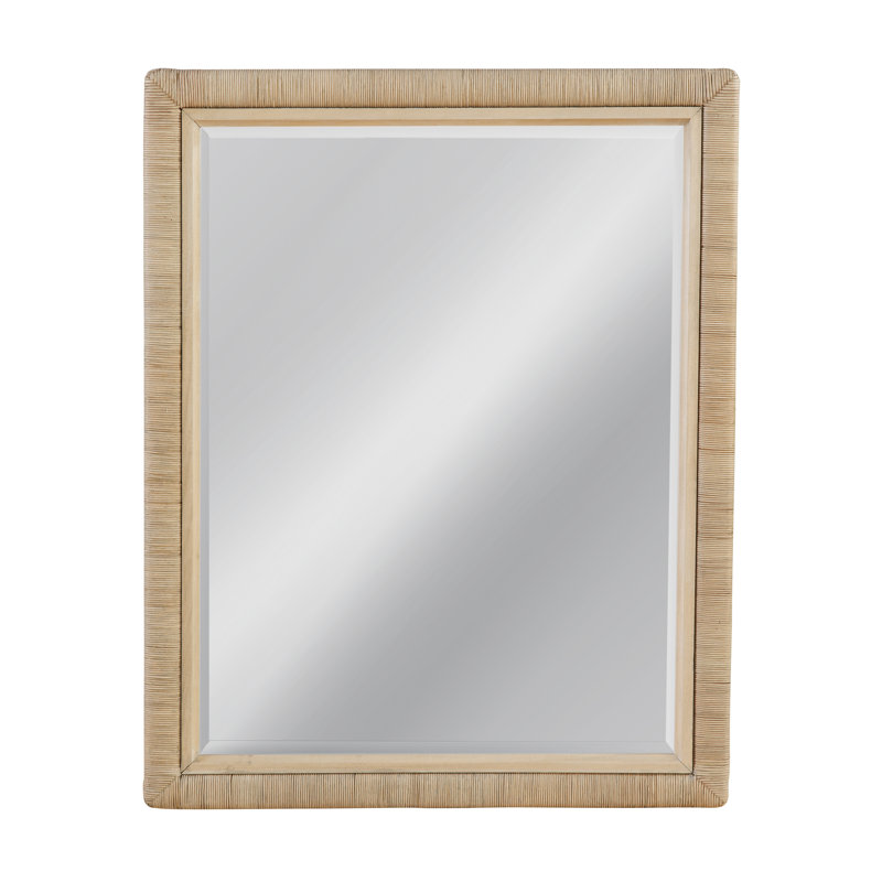 Naples Flat Rattan Beveled Mirror, Pumice