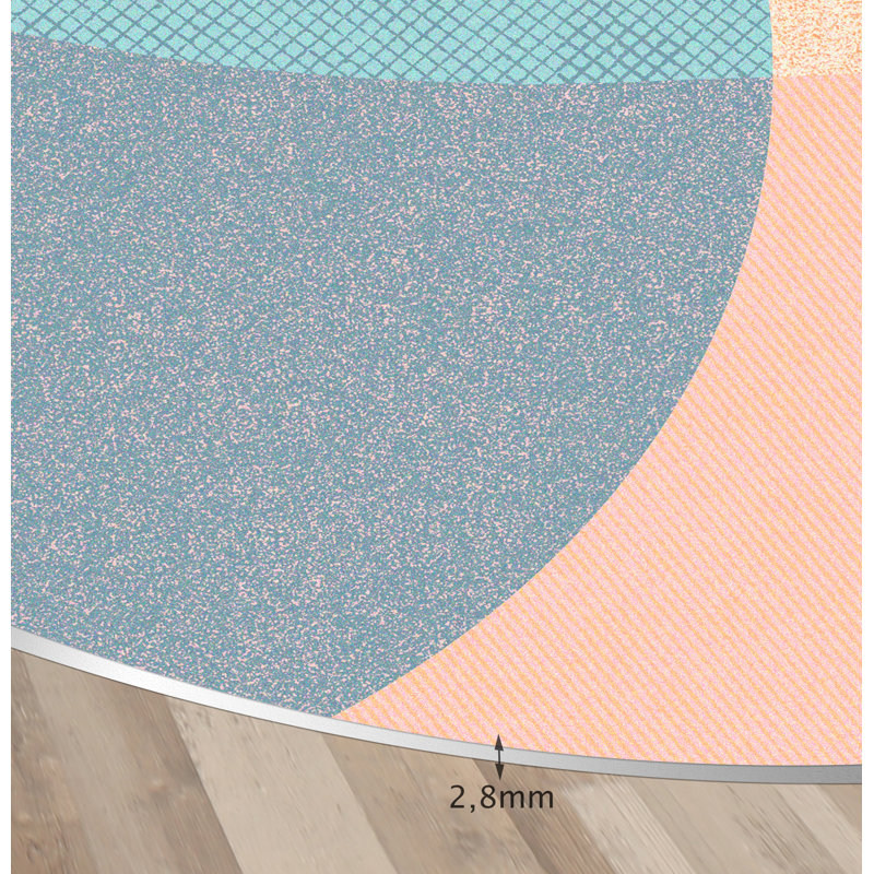 Kyperounta Vinyl Machine Printed Area Rug, Round 4'11.1"