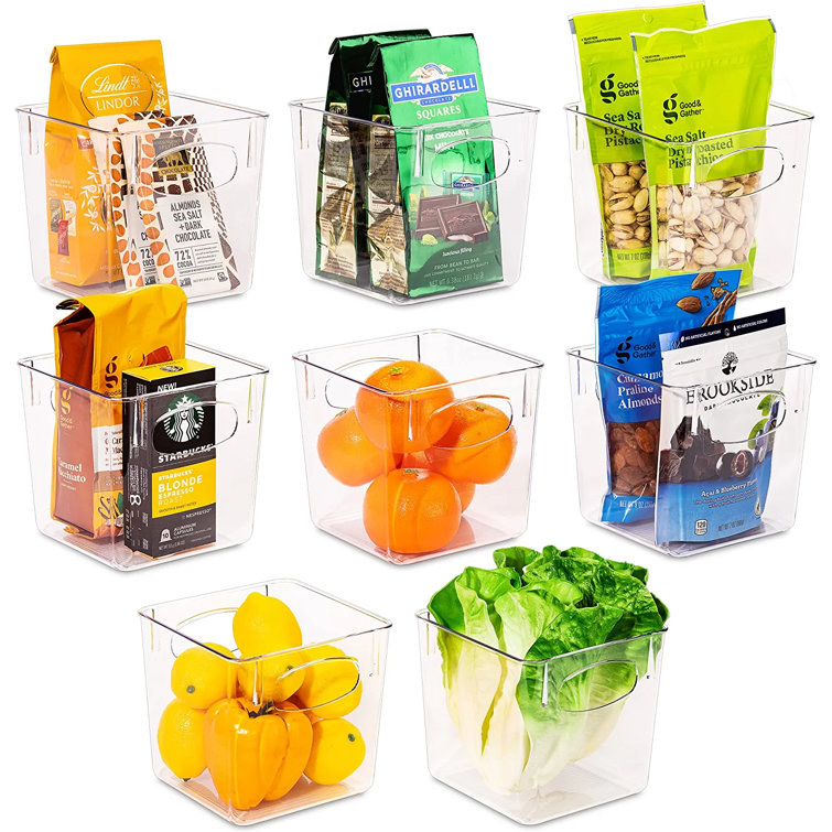 Sorbus Clear Plastic Organizer Bins for Pantry Cabinet & Kitchen Fridge  (8-Pack)