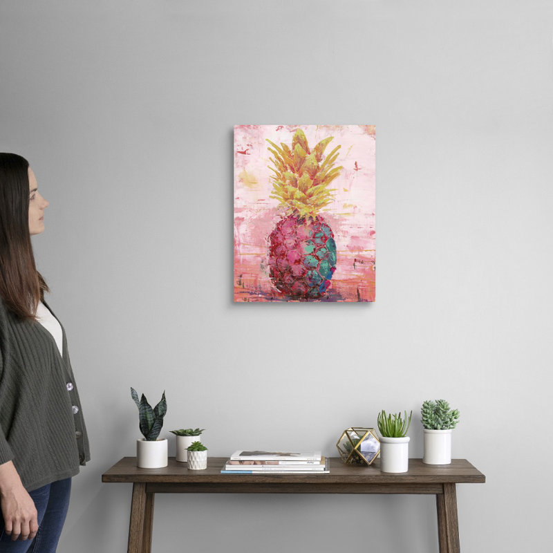 «Painted Pineapple I» par Marie Elaine Cusson, reproduction d'art sur toile, H 20 po x l 16 po x P 1,25 po, Toile tendue
