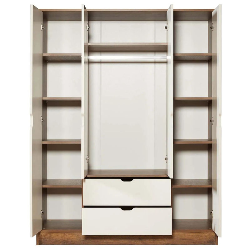 Elegant Wardrobe with 100% Melamine Coated Chipboard, Walnut & Moonstone Finish, 55.1 x 71.7 x 19.7 inches | Durable 0.8 mm PVC Edgebands | Stylish Storage Solution for Modern Bedrooms & Living Spaces