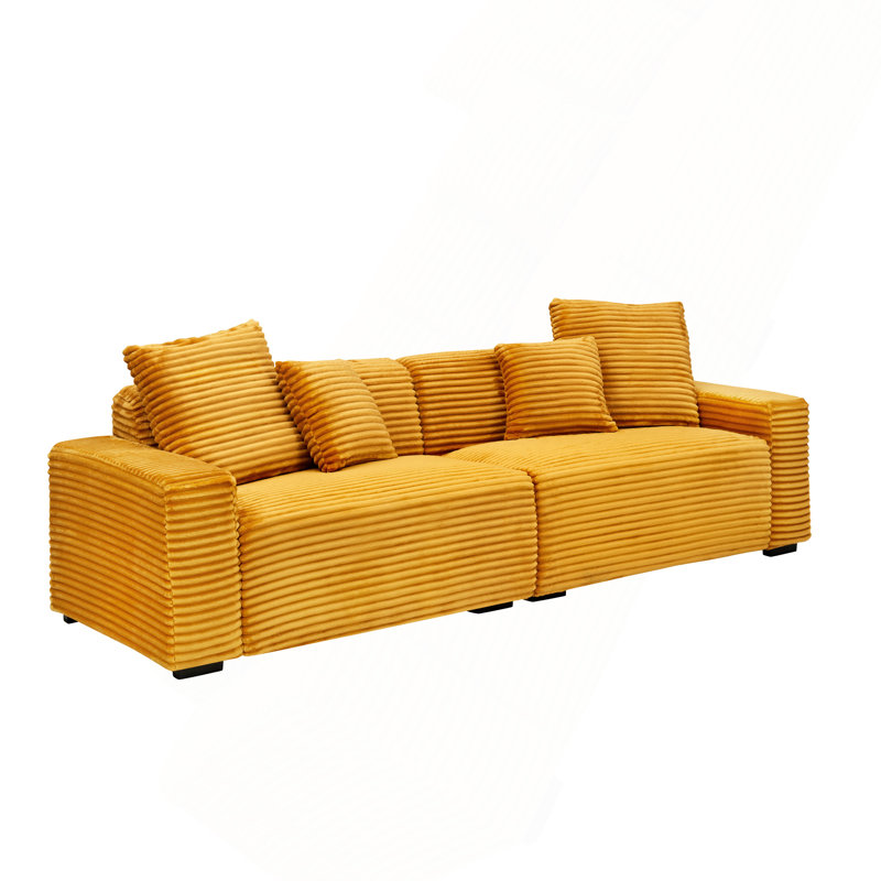 Grand canapé 4 places avec 4 coussins décoratifs 104,72 pouces, Orange