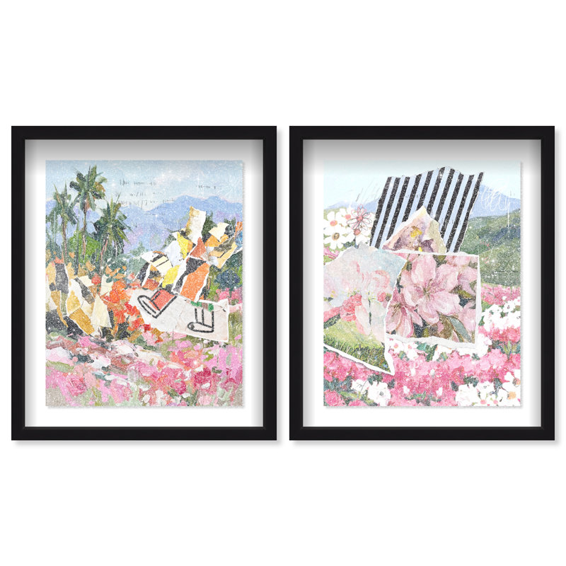 Tropic Bloom Set Shadowbox Landscape & Nature Print by Oliver Gal, Black Frame, 16 x 20, 17.5"H x 21.5"W, Black Shadowbox