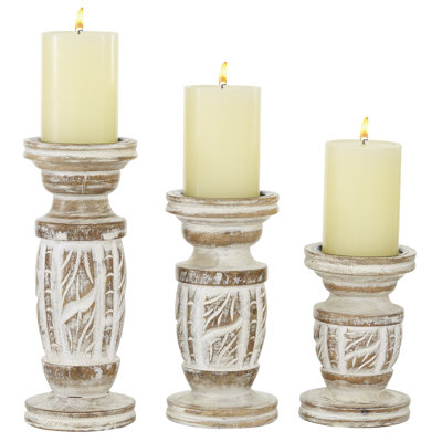 10.15'' H Solid Wood Tabletop Candlestick