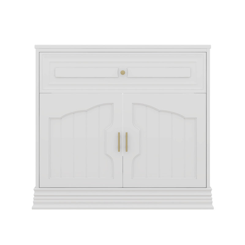 Meuble-lavabo de 36 pouces avec lavabo en céramique, unité de rangement pour salle de bain avec 2 portes et tablette réglable