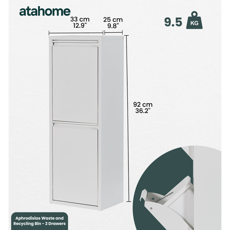 Baras Steel Manual Lift Recycling Bin - 6.6L
