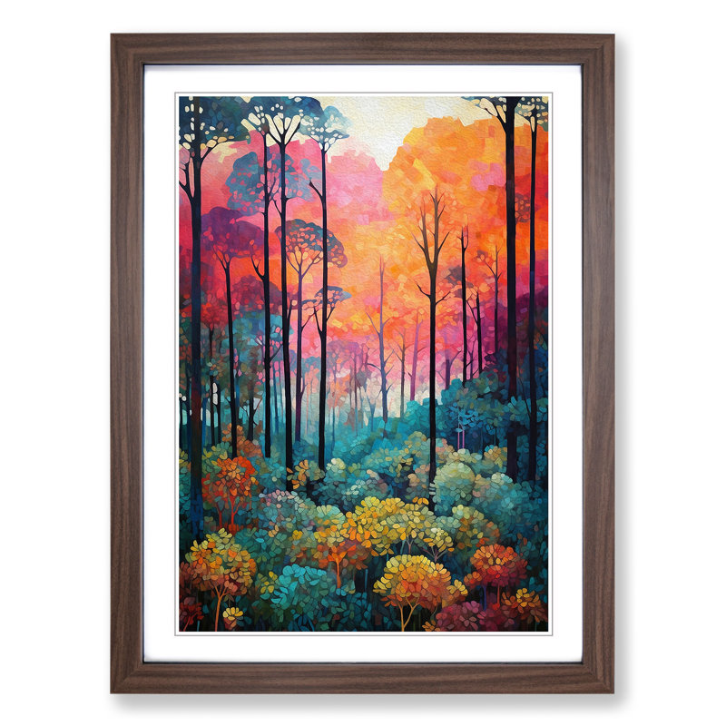 Single Picture Frame Print on Wood, 64cm H x 46cm W, Walnut Framed