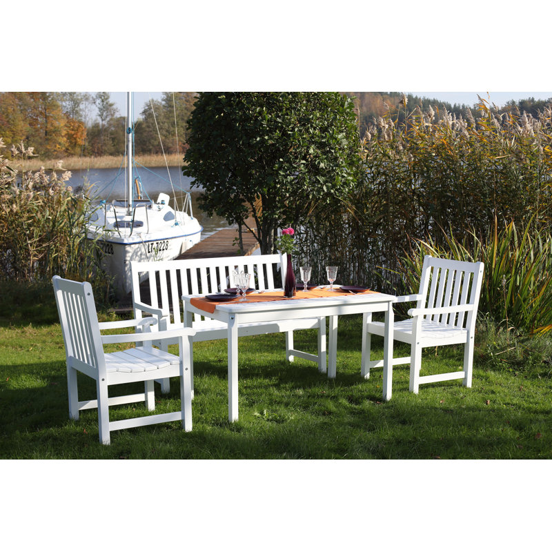 Ardlow 4 - Person Wood Patio Dining Set with Rectangular Table, White