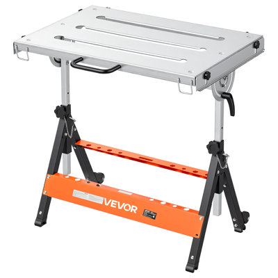 Foldable Welding Table 30" x 20" Welding Workbench 400LBS Capacity, 5-Level Height Adjustable Work Table with 3 Tilt Angles & 3 Tool Slots, Heavy-Duty Steel Platform for Welding Assembly Repair