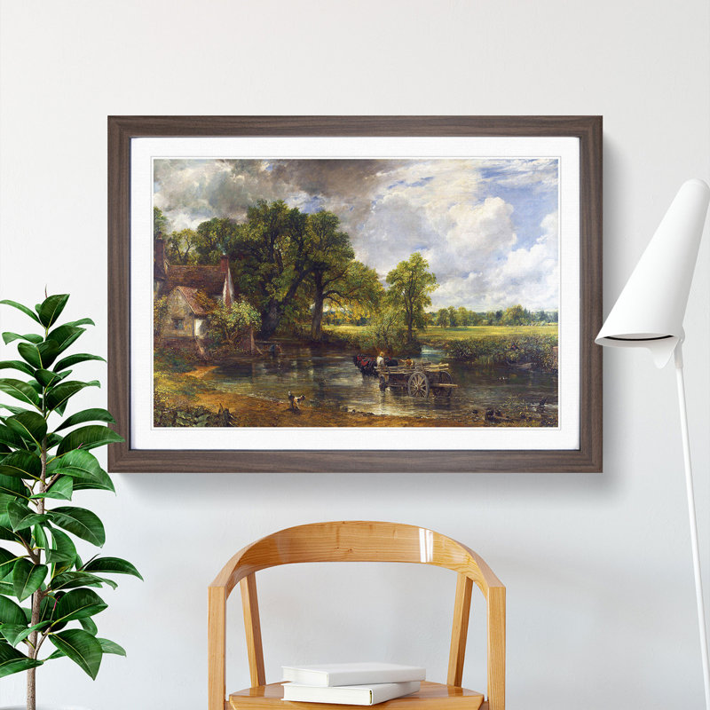 The Hay Wain by John Constable - Picture Frame Painting on MDF, 36cm H x 48cm W x 2cm D, Walnut