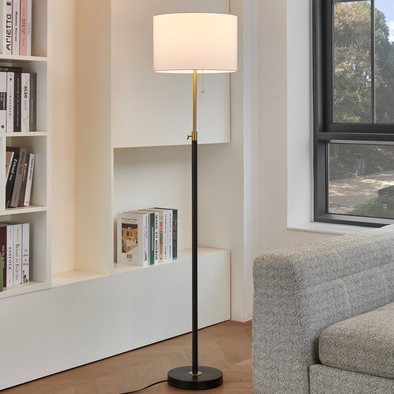 Lampe sur pied réglable 64,5 po, Noir / or