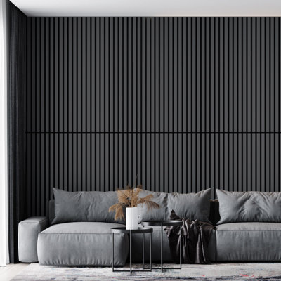 4 PCS 23.6" x 47.24" Acoustic Slat Wall Panels,3D Wood Wall Paneling for Walls and Ceilings,31sq.ft.