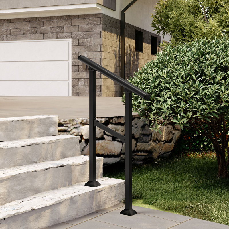 Rampe d'escalier noire d'extérieur, 36" H x 12" W x 1.57" D