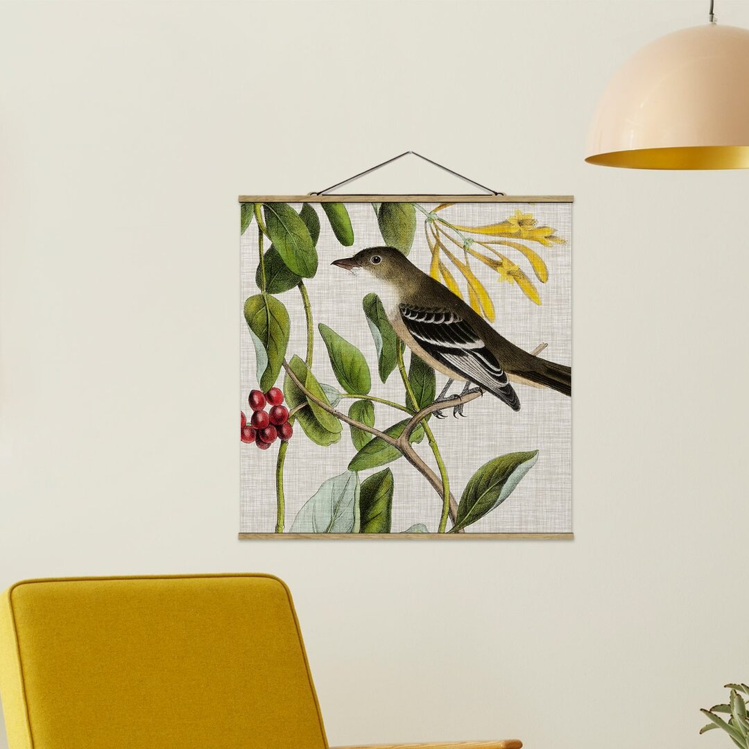 Wandbild Bird On Linen Yellow II