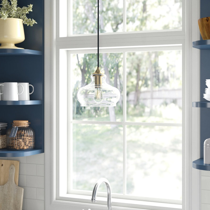 Luminaire suspendu en dome simple à 1 lumière Inola, Laiton