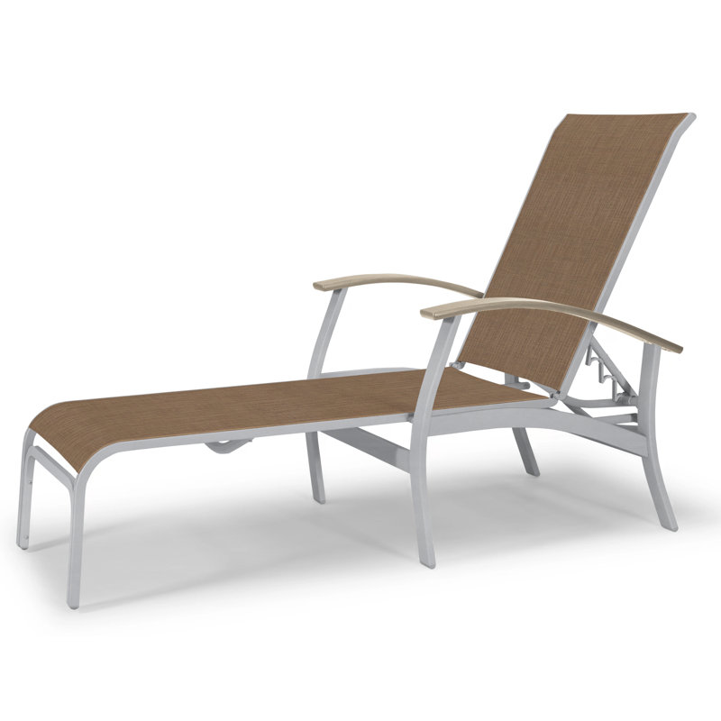 Belle Isle Outdoor Chaise Lounge, Desert P60, Textured Snow, Forest Forest Green 22D Sunbrella®