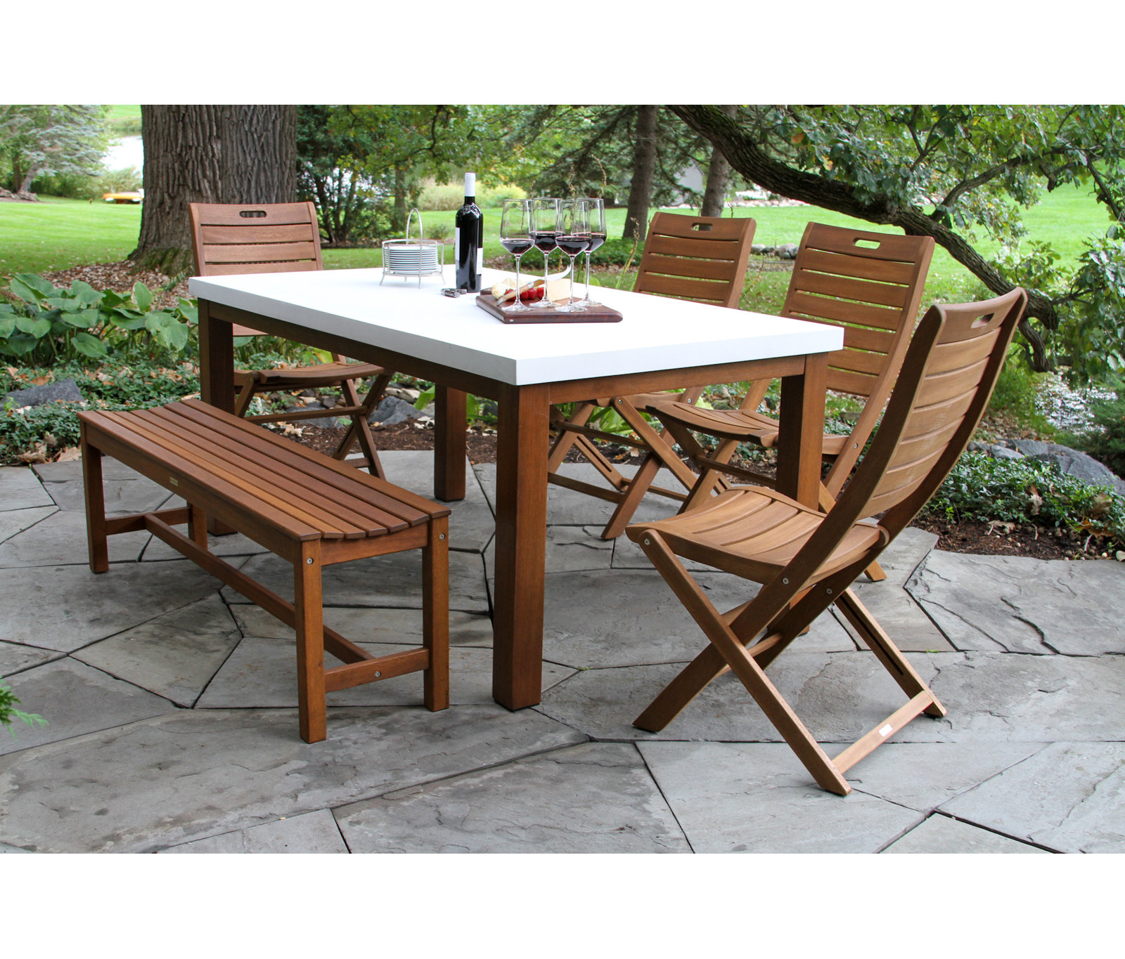 Kinsler 38" Eucalyptus Patio Dining Set