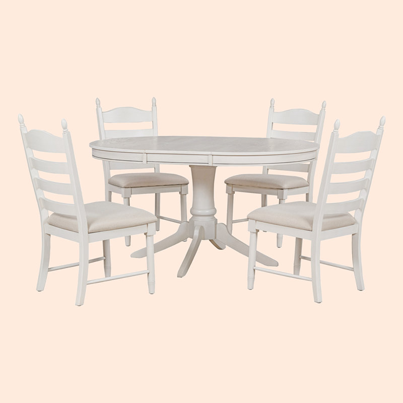 Ensemble repas rond 58 po Coulmann, Blanc antique, Blanc antique