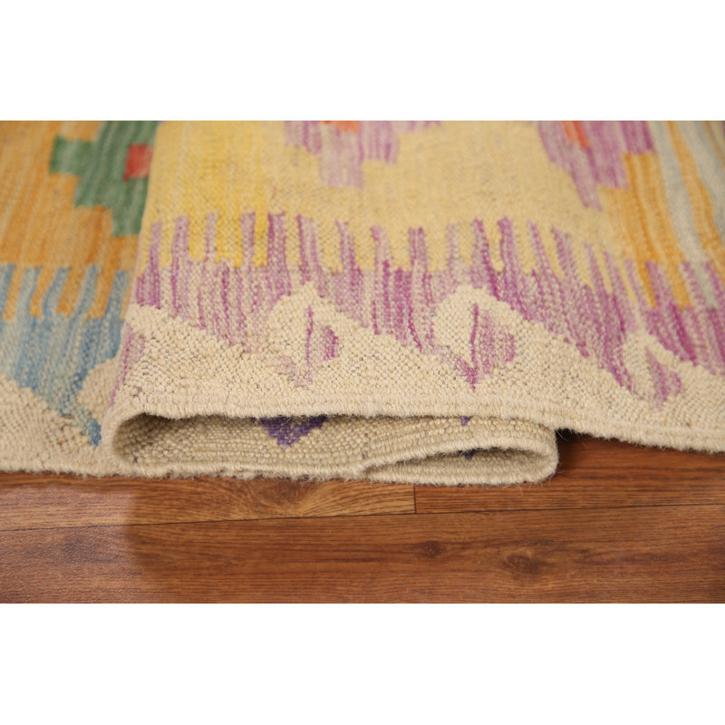 Tapis géométrique réversible en laine 5 x 7