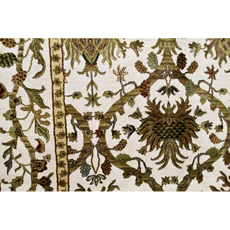 Tapis ivoire et ivoire noué à la main de haute qualité