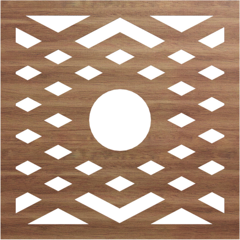 Médaillon de plafond à chevrons, Noyer, H 40 po x l 40 po x P 0,38 po