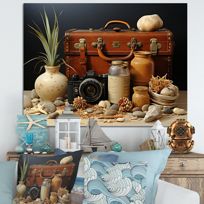 Beach Travels Collage I - impression, H 16 po x l 32 po x P 1 po, Toile tendue