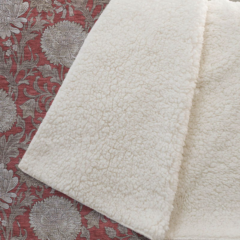 Jeté floral Sherpa ASB677 Addison, Rouge