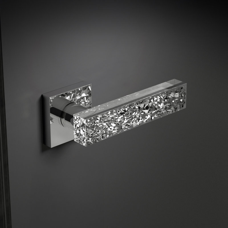 Kymi Ice Flat Door Lever with Square Rosette, Passage