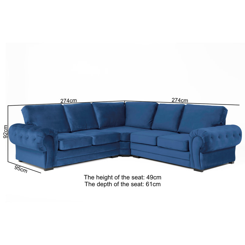 Fonda 5 Seater Velvet Corner Sofa , Marine