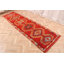 Handmade Turkish Runner Rug with Geometric Patterns in Vintage Red Wool for Hallway Decor