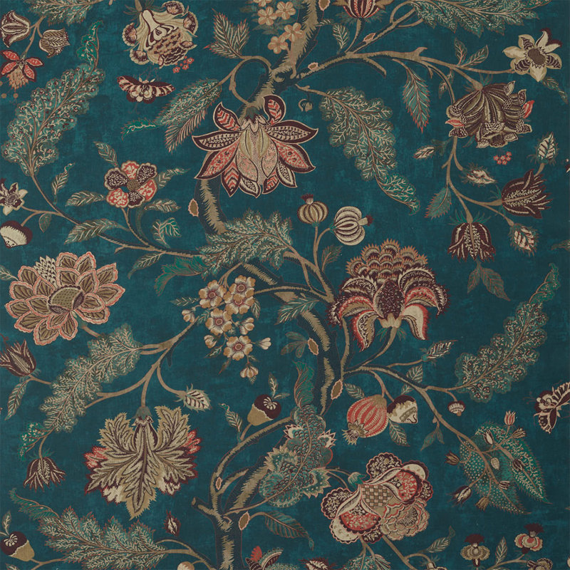 Indienne Fabric, Blue/Koi
