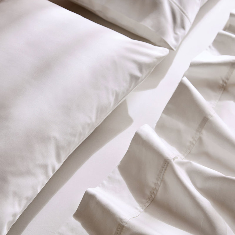 Ensemble de draps en coton 400TC Cloudten Bedding - Simple (blanc), Ensemble de draps pour lit simple avec deux taies , Blanc