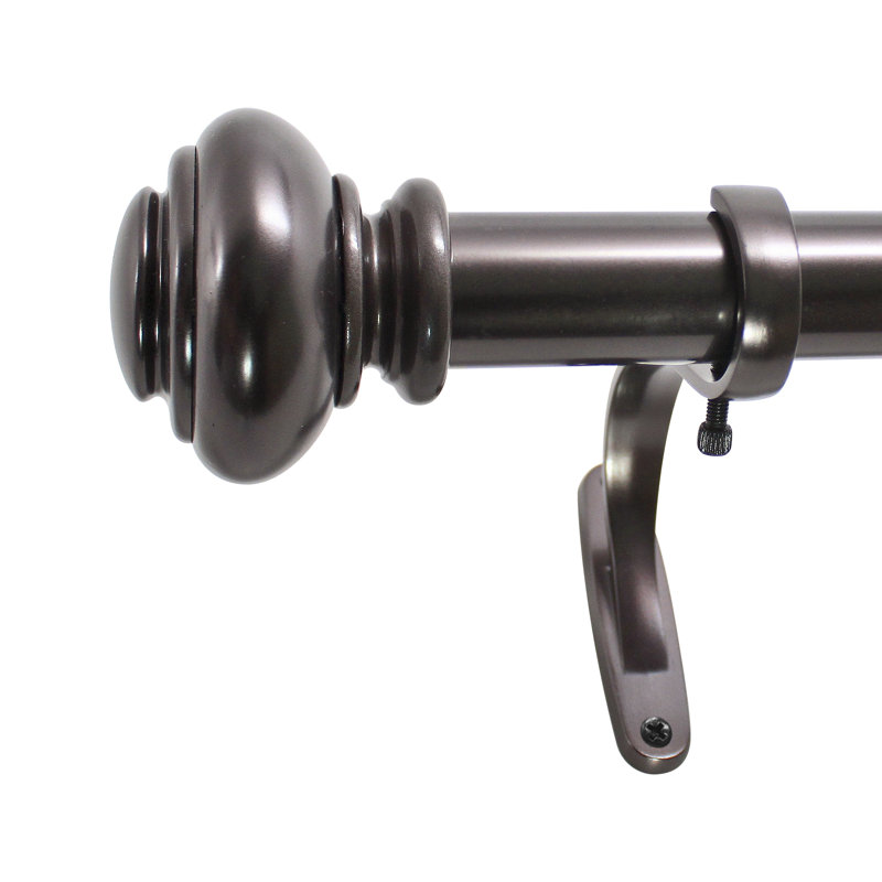 MacLaine Metal Adjustable  Single Curtain Rod, 18"-36", Warm Bronze