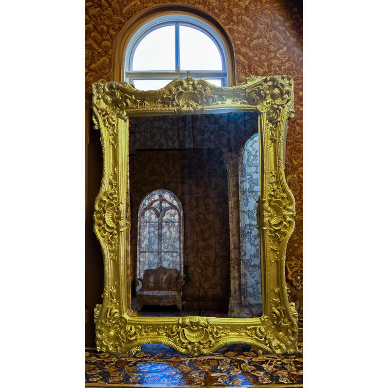 Solid Wood Rectangle Mirror, Gold