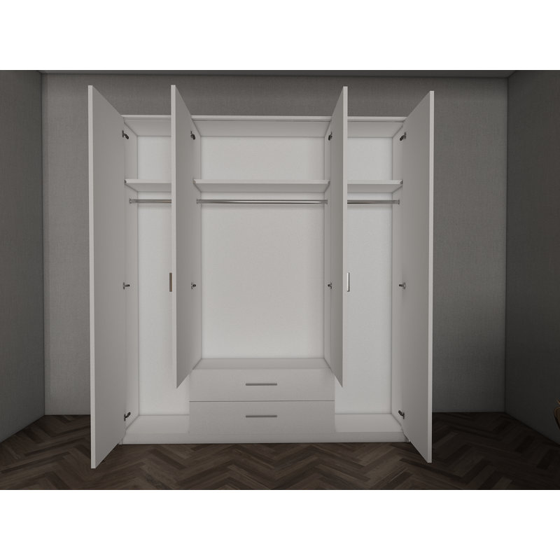 Pamel 4 Door Manufactured Wood Wardrobe, Green
