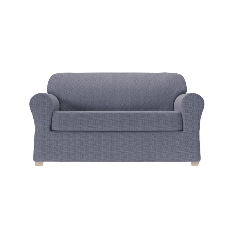 Housse extensible pour canapé à coussins carrés, Mélange de polyester gris foncé, H 34 po x l 73 po x P 38 po