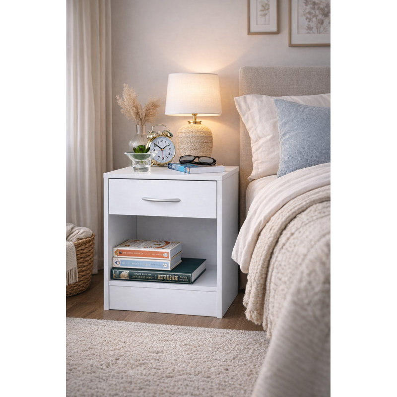 Kigar 37cm W Manufactured Wood Bedside Table