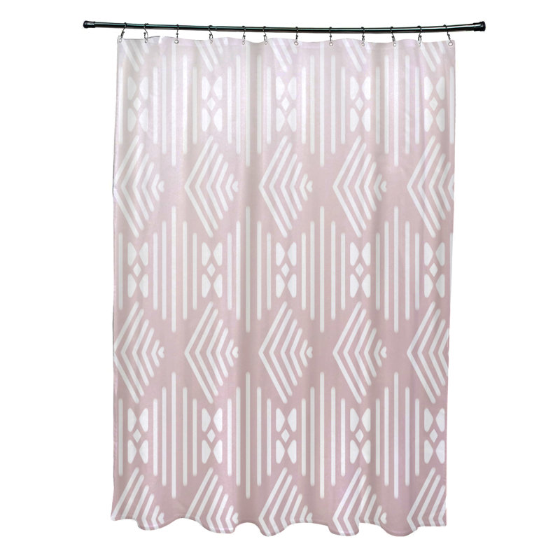 Rideau de douche simple à imprimé géométrique Fishbones, Rosé