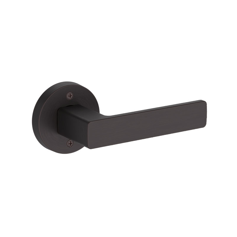 Sharpe Full Dummy Lever with Contemporary Round Rose in Satin Nickel, Venetian Bronze