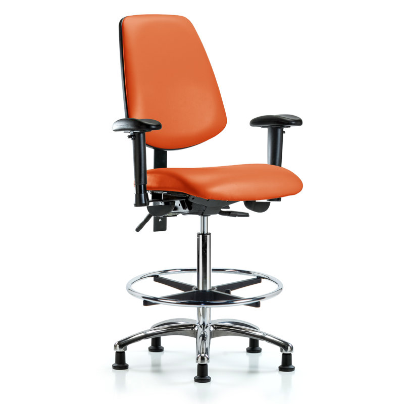 Alberts Vinyl Drafting Chair, Glides, Not Included, Orange