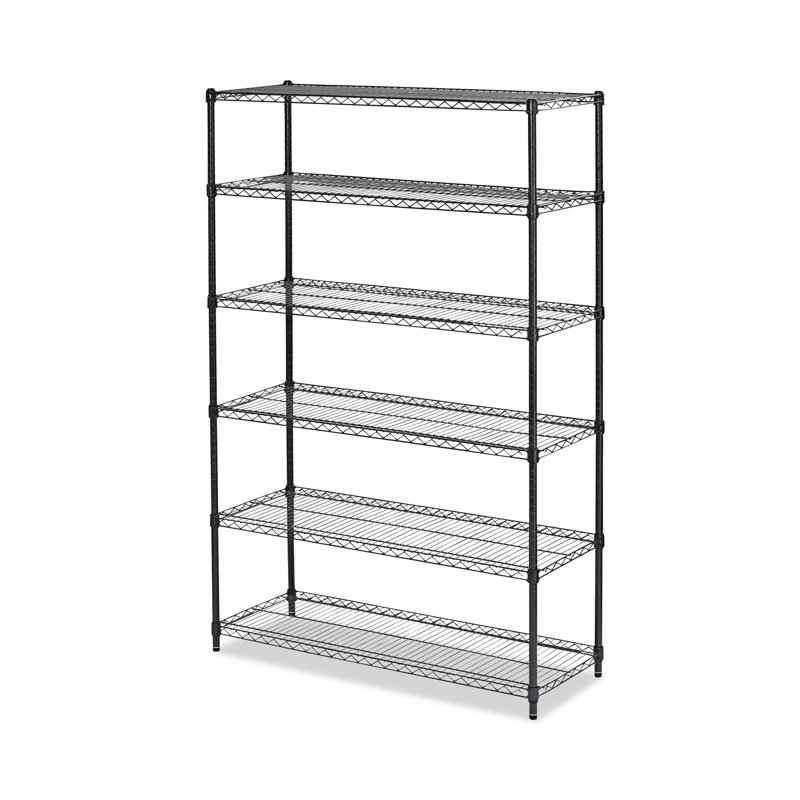 48'' Black Anthracite Steel 6-Shelf Wire Shelving Unit