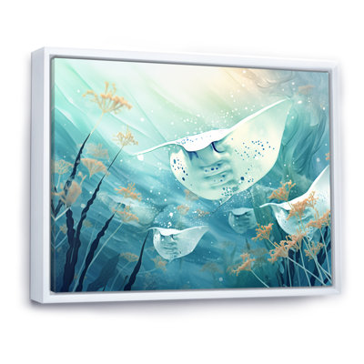 Monochome Manta Rays Dance, reproduction d'art sur toile