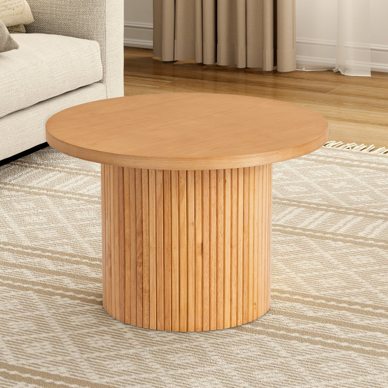 Pedestal Wood Round Coffee Table, 40cm H x 60cm W x 60cm D, Natural