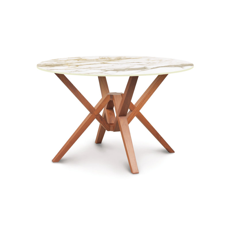 Exeter Round Dining Table, Natural Cherry, White, 30"H x 48"L x 48"W