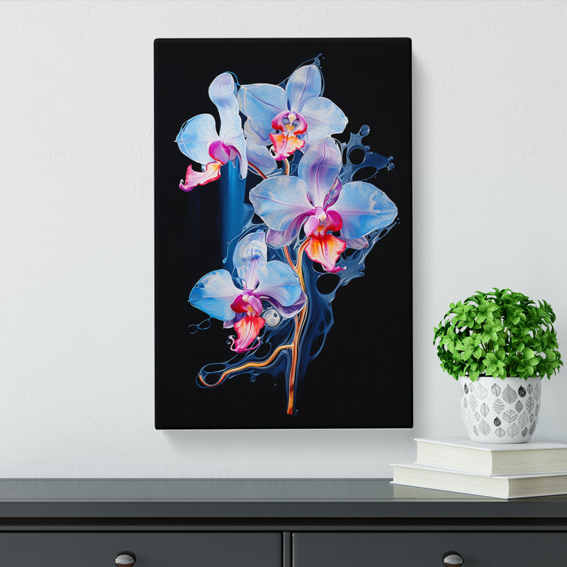 Orchid Flower Gestural No.3 - Wrapped Canvas, 76cm H x 50cm W x 3cm D