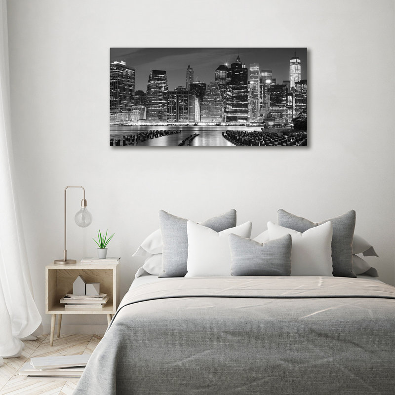 Manhattan By Night - Wrapped Canvas Print