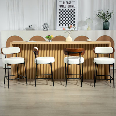 bar stools Upholstered Boucle Counter Stool